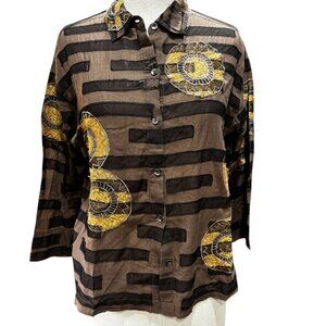 Vintage Chico’s Appliqué Button Down Blouse – Size 2